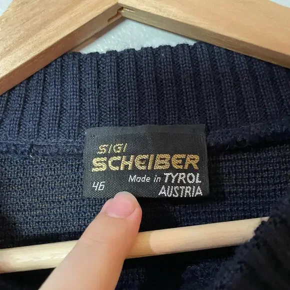 Sigi Scheiber made in tyrol austria ウール Vintage Sigi Scheiber SZ XL Wool Knit Grandpa Sweater Made